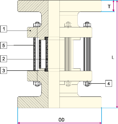 Sezione Vetro di ispezione termoplastico"