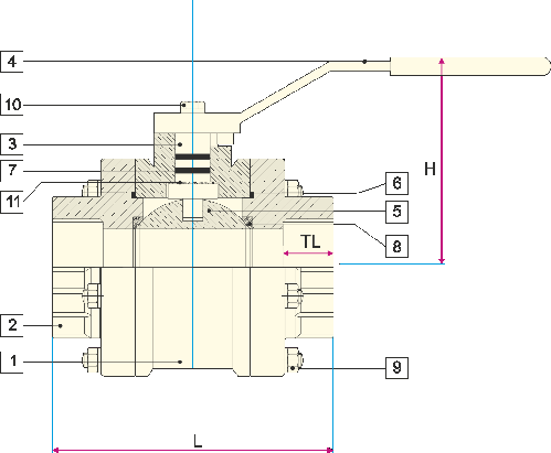 Section Thermoplastic Ball Valve Threaded End