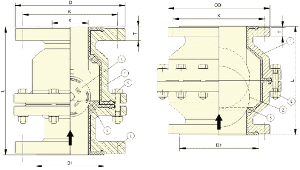 Sezione Valvola a globo rivestita